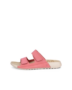 Women's ECCO® Cozmo Leather Two Strap Sandal - Pink - Outside