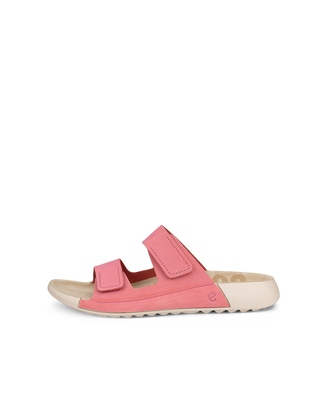 Women's ECCO® Cozmo Nubuck Two Strap Sandal - Pink - Outside