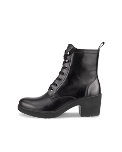 Women's ECCO® Metropole Zurich Leather Lace-Up Mid-Cut Boot - Black - Outside