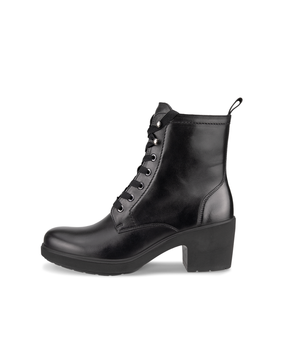 Women's ECCO® Metropole Zurich Leather Lace-Up Mid-Cut Boot - Black - Outside