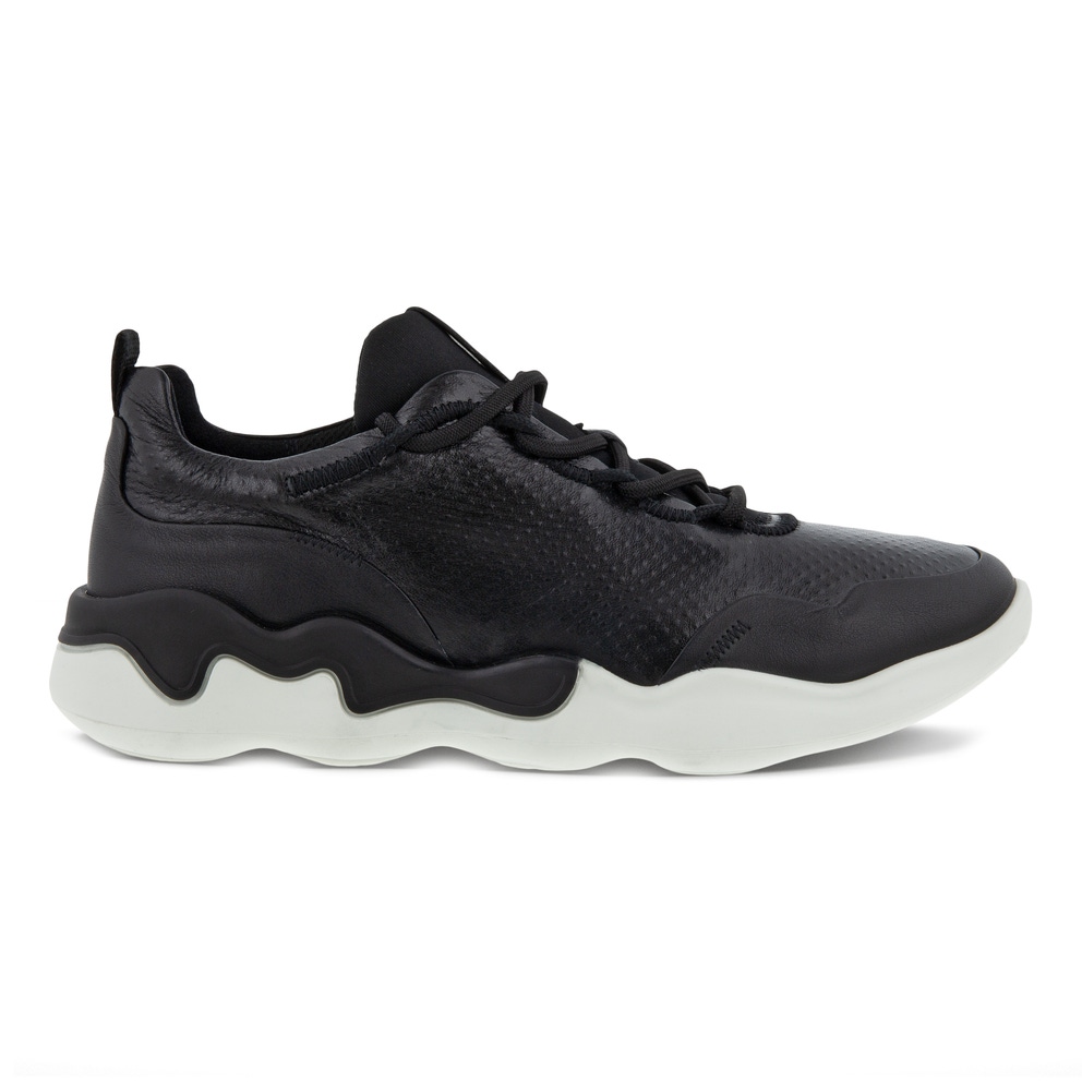 Women's ECCO® Elo Leather Sneaker - Black - Outside