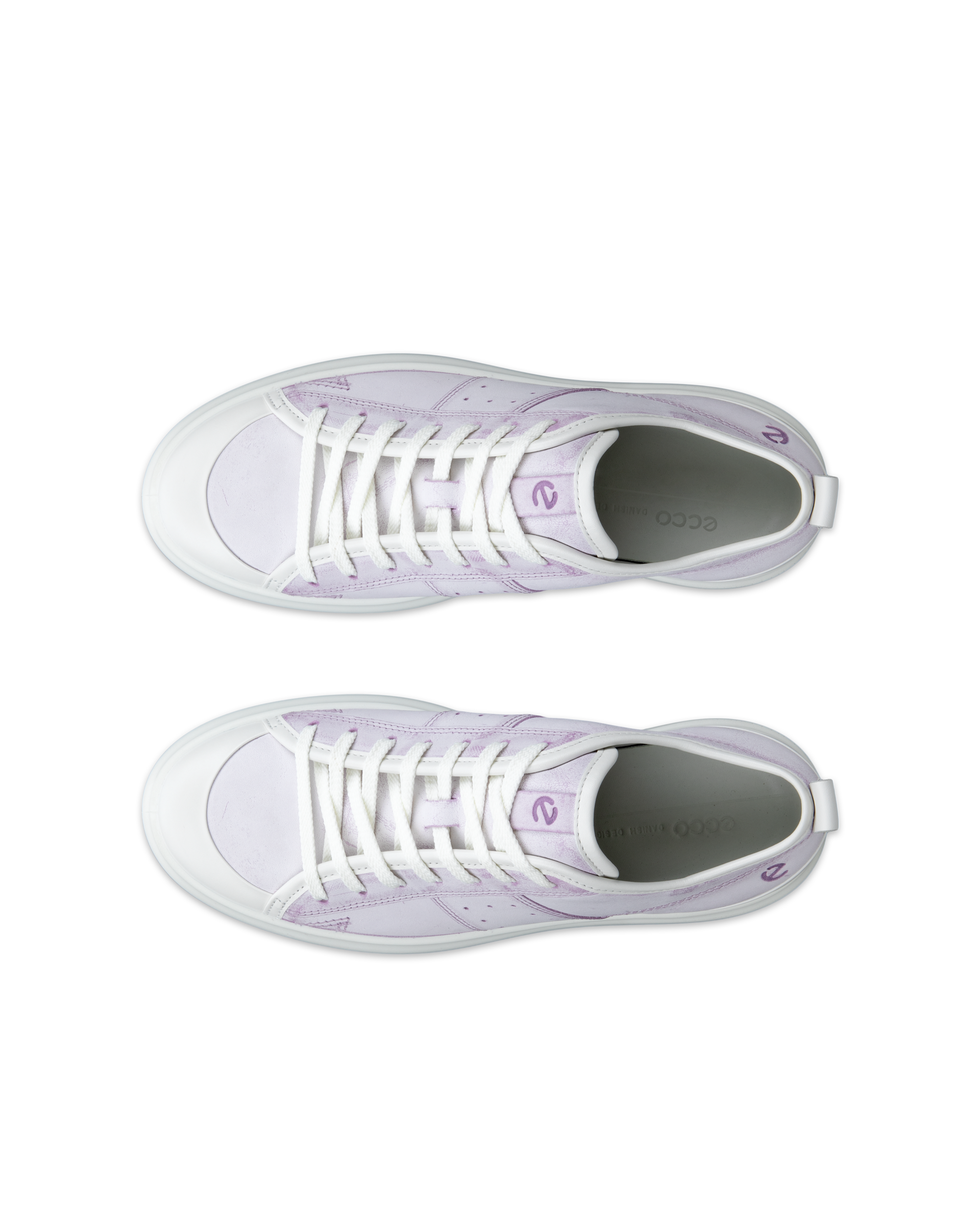 여성용 ECCO® Street Ace 가죽 트레이너 - Purple - Top left pair