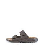 Men's ECCO® Cozmo Nubuck Two-Strap Sandal - Brown - Outside