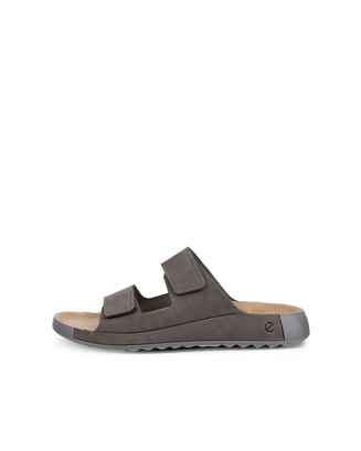 Men's ECCO® Cozmo Nubuck Two-Strap Sandal - Grey - Outside