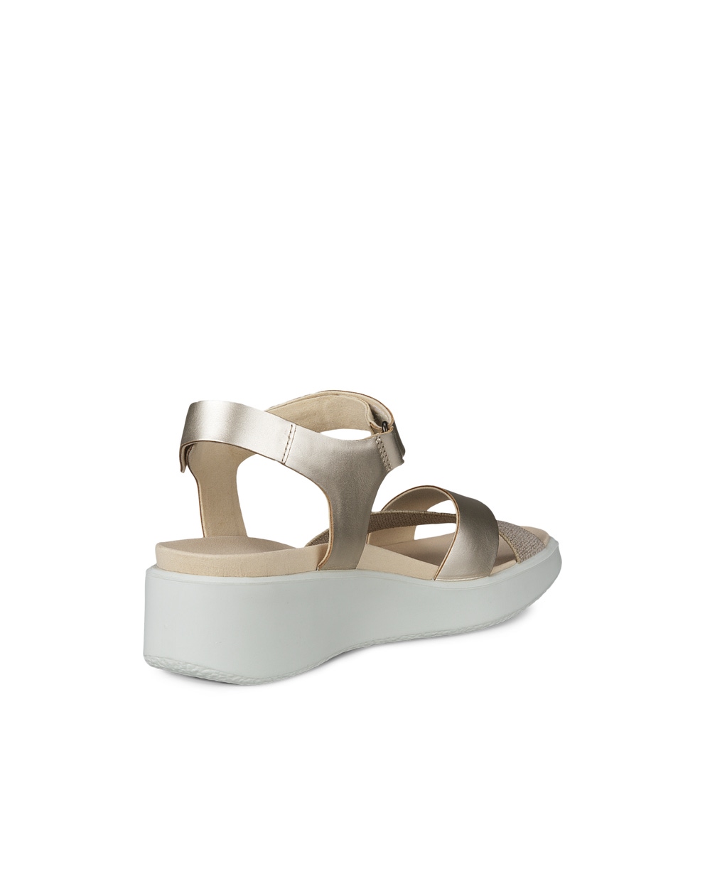 Women's ECCO® Flowt Wedge LX Leather Sandal - Metallics - Back